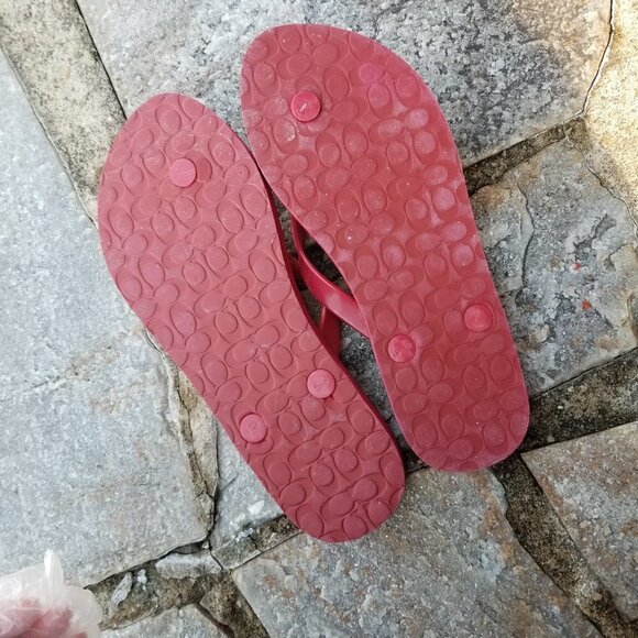 Coach Abbigail Floral Red Sandal Flip Flops Size 6 - Picture 6 of 8